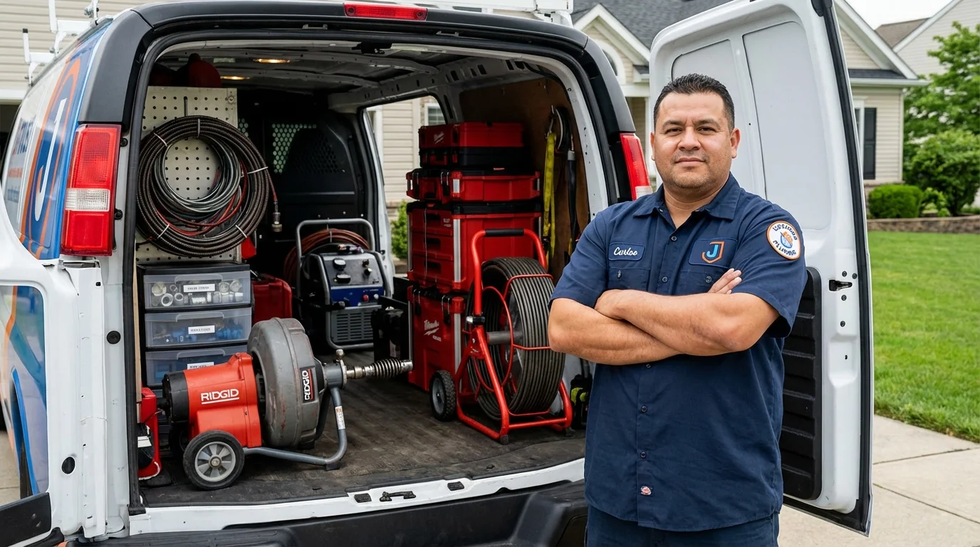 Professional drain cleaning equipment and Johns Plumbing LLC plumber in Taft