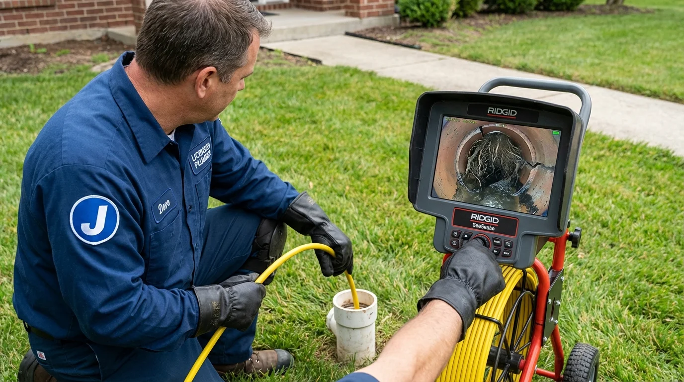 Sewer camera inspection being performed by Johns Plumbing LLC in Taft