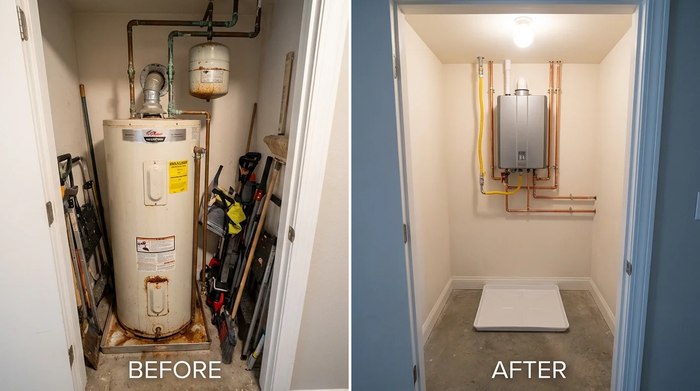 Tank water heater versus wall-mounted tankless unit comparison for Taft, CA homeowners
